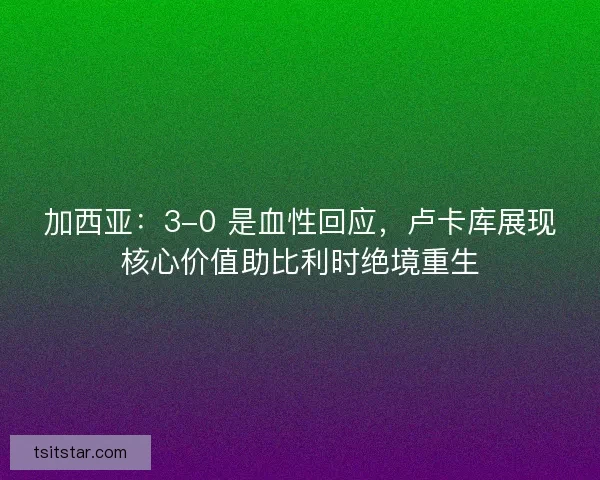 加西亚：3-0 是血性回应，卢卡库展现核心价值助比利时绝境重生