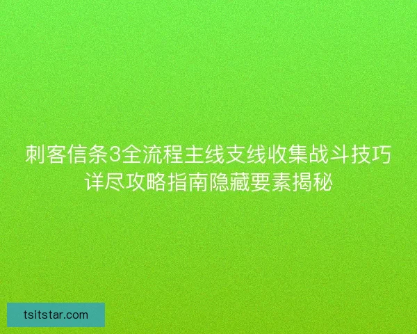 刺客信条3全流程主线支线收集战斗技巧详尽攻略指南隐藏要素揭秘