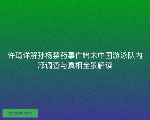 许琦详解孙杨禁药事件始末中国游泳队内部调查与真相全景解读